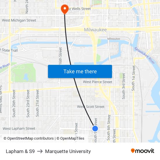 Lapham & S9 to Marquette University map