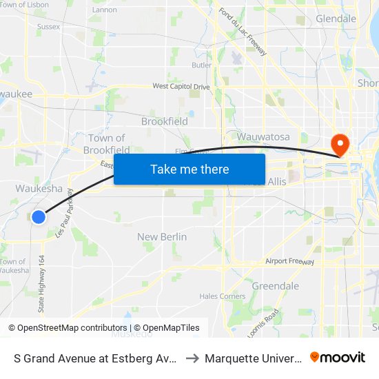 S Grand Avenue at Estberg Avenue to Marquette University map