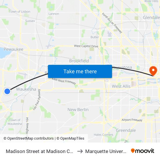 Madison Street at Madison Court to Marquette University map