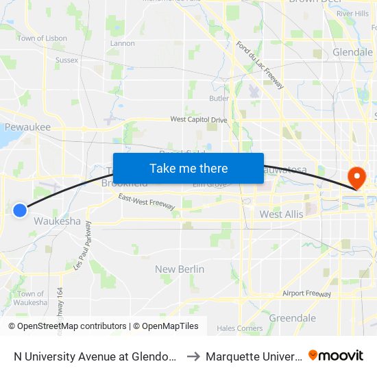 N University Avenue at Glendon Way to Marquette University map