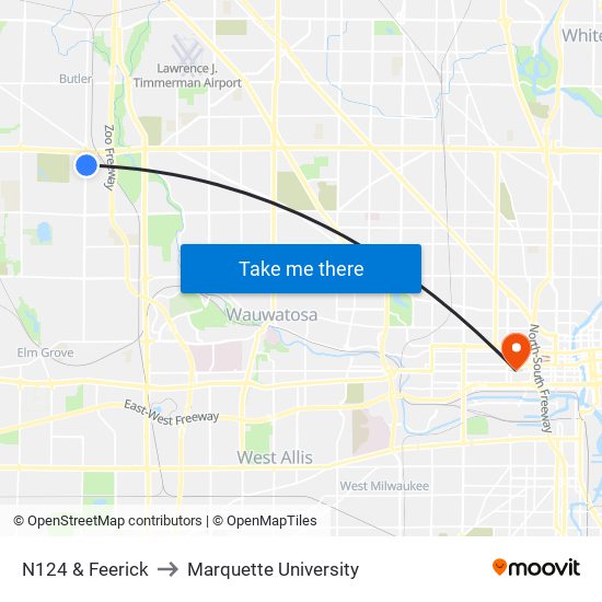 N124 & Feerick to Marquette University map