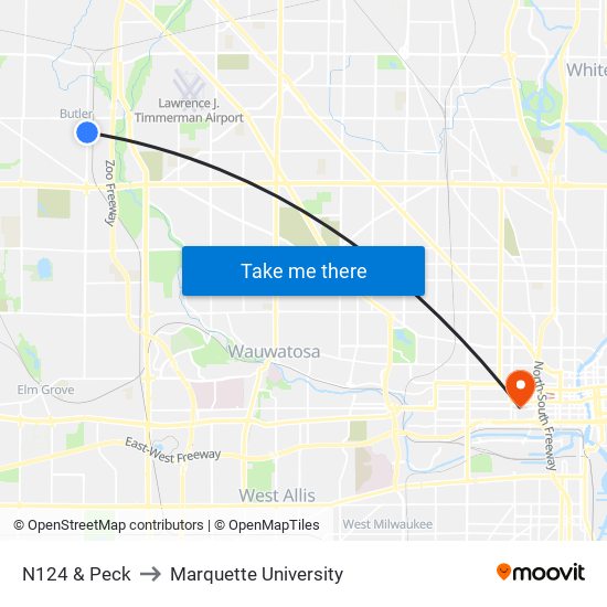 N124 & Peck to Marquette University map