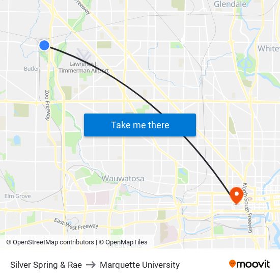 Silver Spring & Rae to Marquette University map