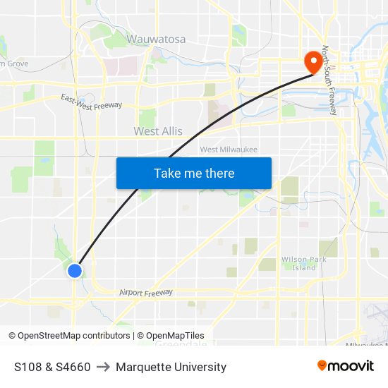 S108 & S4660 to Marquette University map