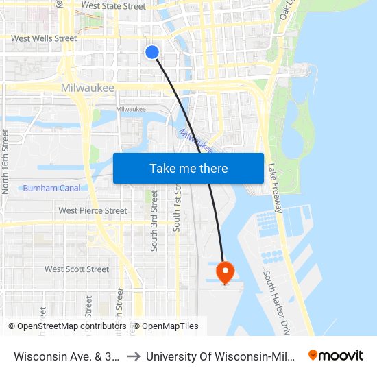 Wisconsin Ave. & 3rd St. to University Of Wisconsin-Milwaukee map