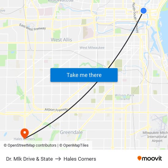 Dr. Mlk Drive & State to Hales Corners map