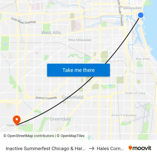 Inactive Summerfest Chicago & Harbor to Hales Corners map