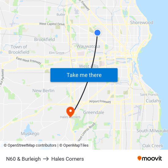 N60 & Burleigh to Hales Corners map