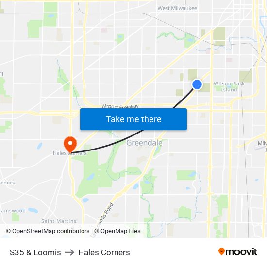 S35 & Loomis to Hales Corners map