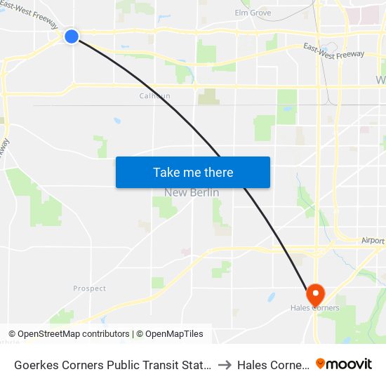 Goerkes Corners Public Transit Station to Hales Corners map