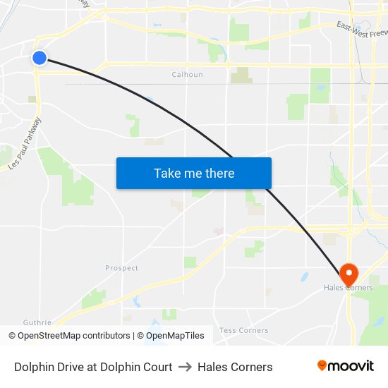 Dolphin Drive at Dolphin Court to Hales Corners map