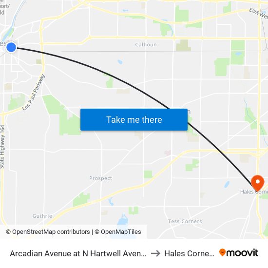 Arcadian Avenue at N Hartwell Avenue to Hales Corners map