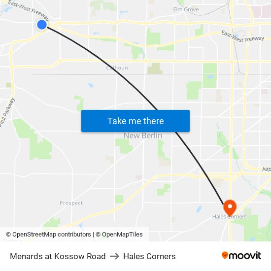 Menards at Kossow Road to Hales Corners map