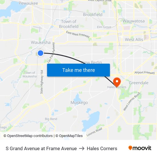 S Grand Avenue at Frame Avenue to Hales Corners map