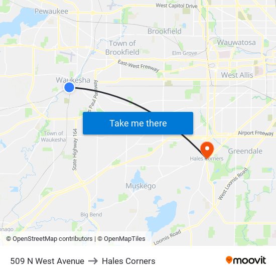 509 N West Avenue to Hales Corners map