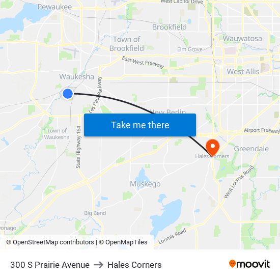 300 S Prairie Avenue to Hales Corners map