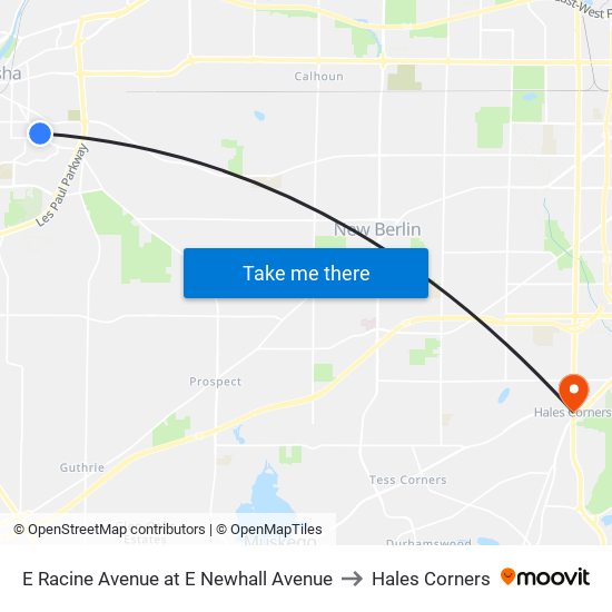 E Racine Avenue at E Newhall Avenue to Hales Corners map