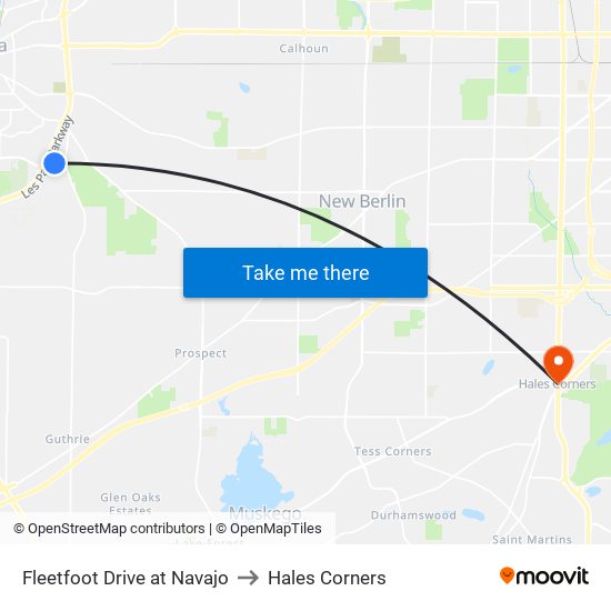 Fleetfoot Drive at Navajo to Hales Corners map