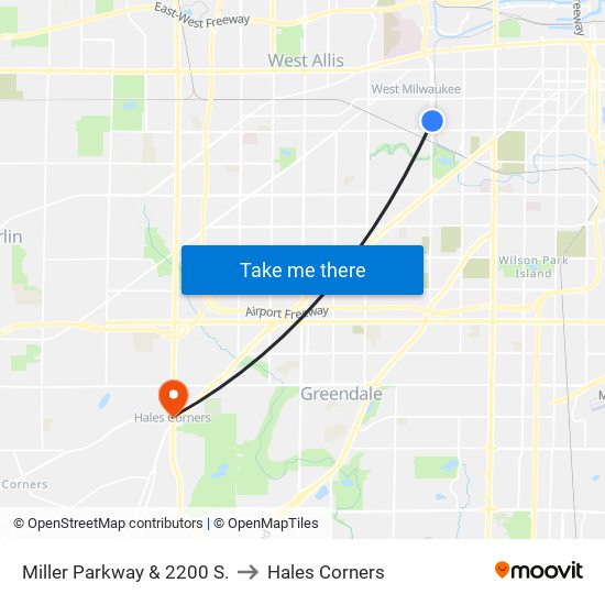 Miller Parkway & 2200 S. to Hales Corners map