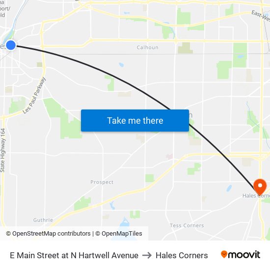 E Main Street at N Hartwell Avenue to Hales Corners map