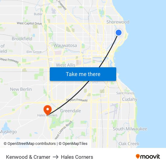 Kenwood & Cramer to Hales Corners map