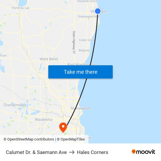 Calumet Dr. & Saemann Ave to Hales Corners map