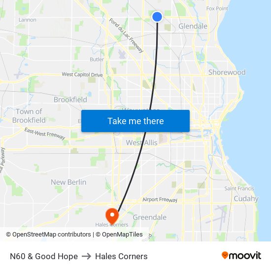 N60 & Good Hope to Hales Corners map