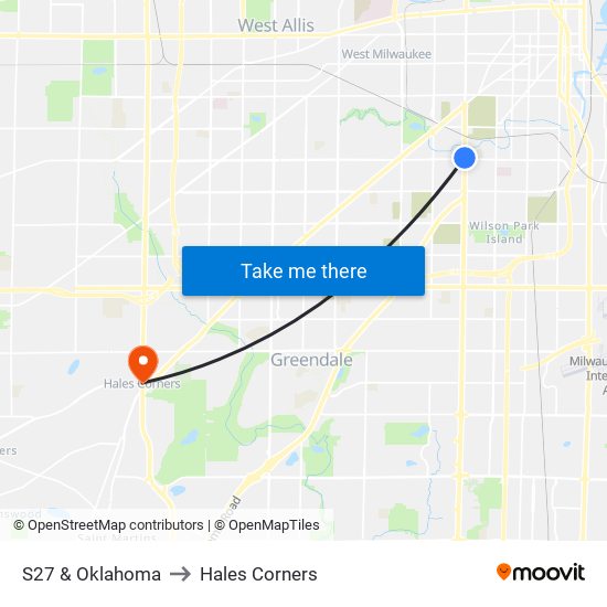 S27 & Oklahoma to Hales Corners map