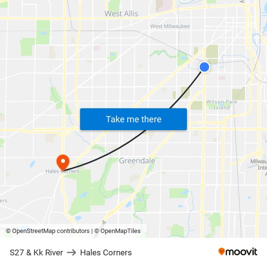 S27 & Kk River to Hales Corners map