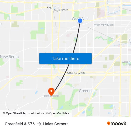 Greenfield & S76 to Hales Corners map