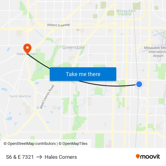 S6 & E 7321 to Hales Corners map