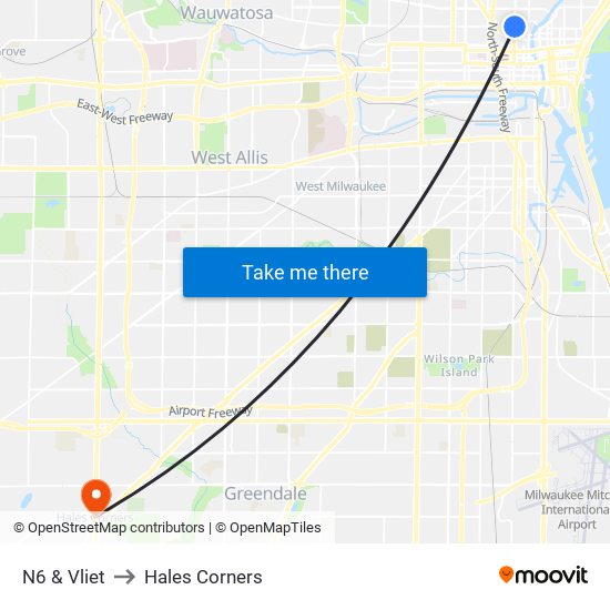 N6 & Vliet to Hales Corners map