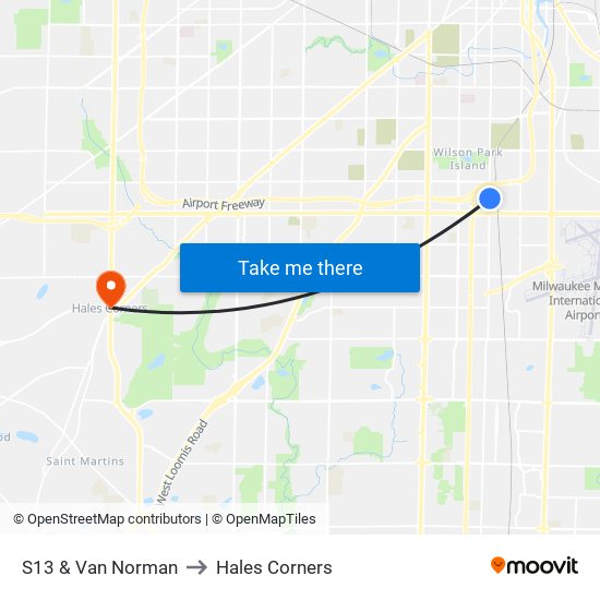 S13 & Van Norman to Hales Corners map