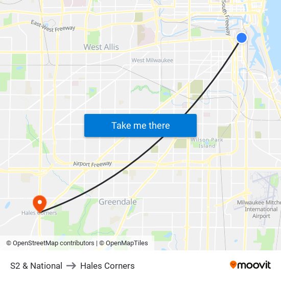 S2 & National to Hales Corners map