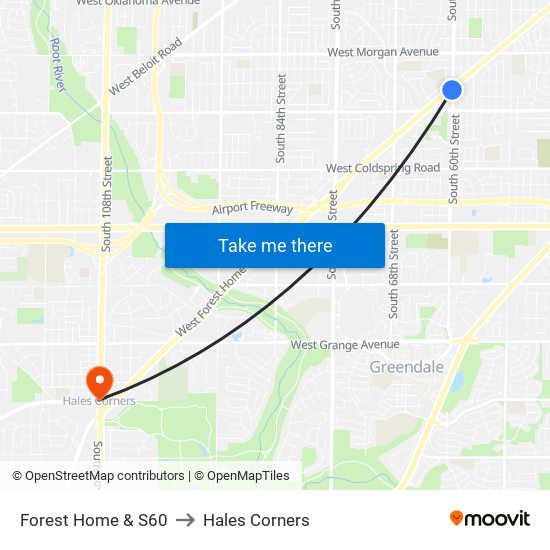 Forest Home & S60 to Hales Corners map