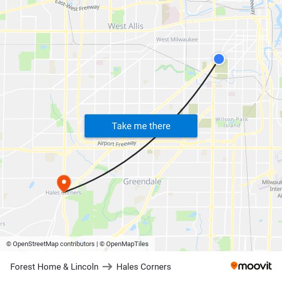 Forest Home & Lincoln to Hales Corners map