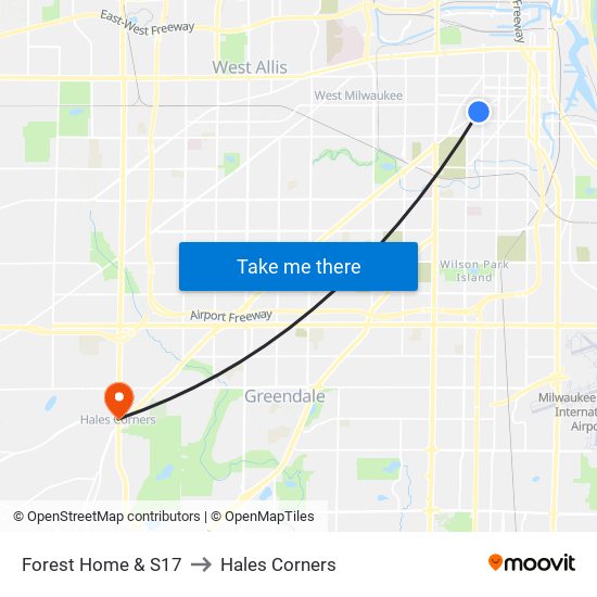 Forest Home & S17 to Hales Corners map