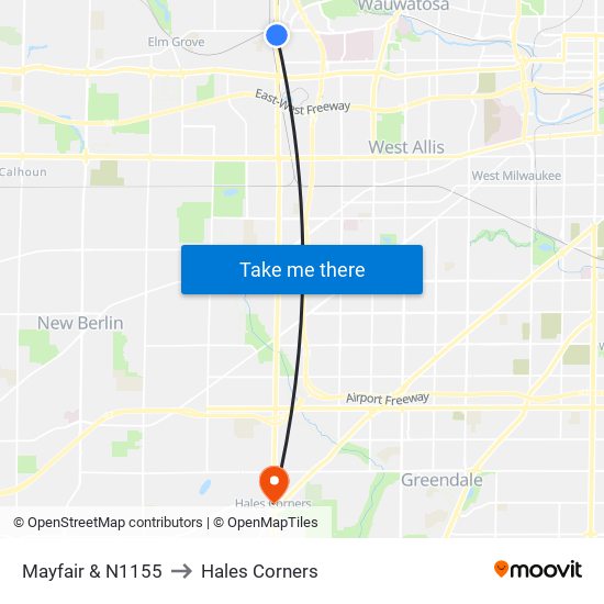 Mayfair & N1155 to Hales Corners map