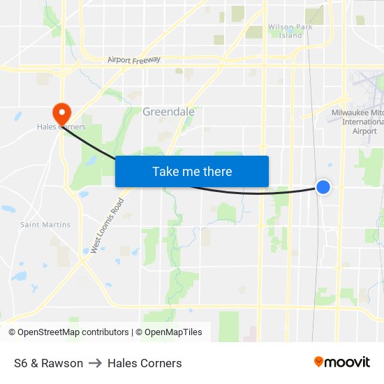 S6 & Rawson to Hales Corners map