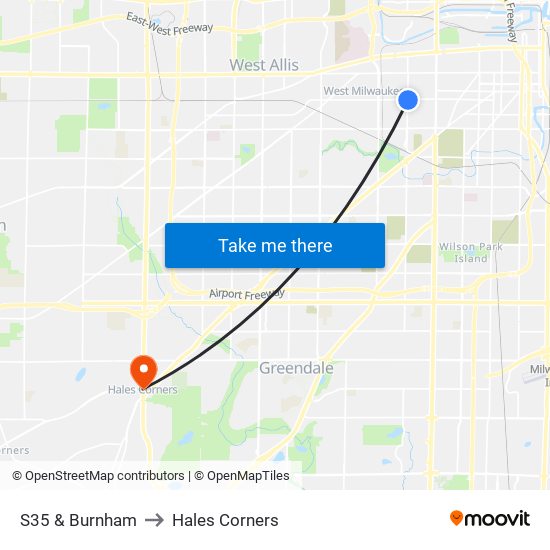 S35 & Burnham to Hales Corners map