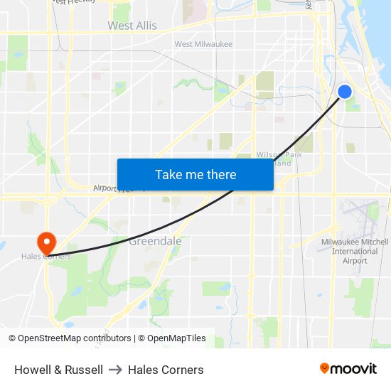 Howell & Russell to Hales Corners map