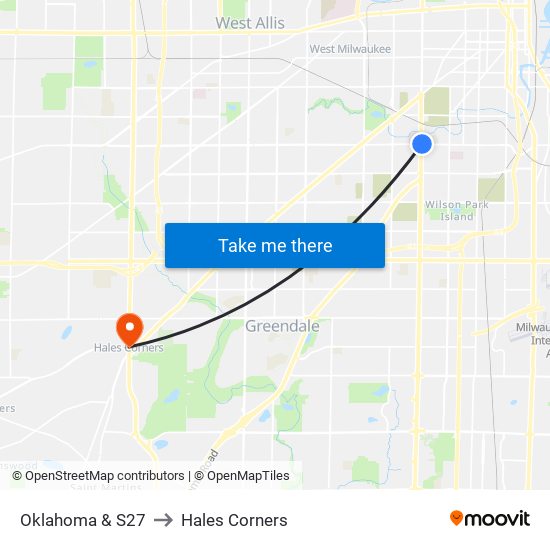 Oklahoma & S27 to Hales Corners map