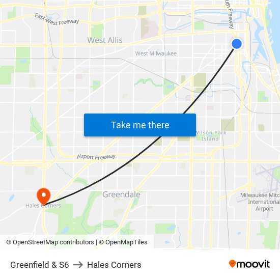 Greenfield & S6 to Hales Corners map