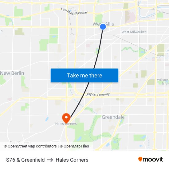 S76 & Greenfield to Hales Corners map