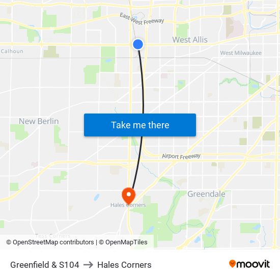 Greenfield & S104 to Hales Corners map