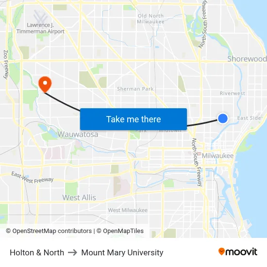 Holton & North to Mount Mary University map
