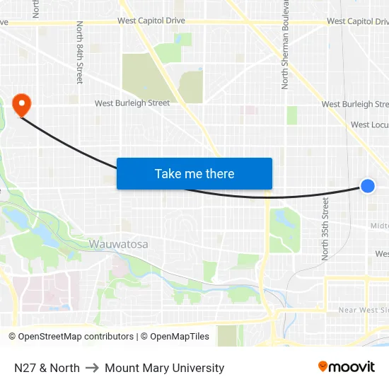 N27 & North to Mount Mary University map