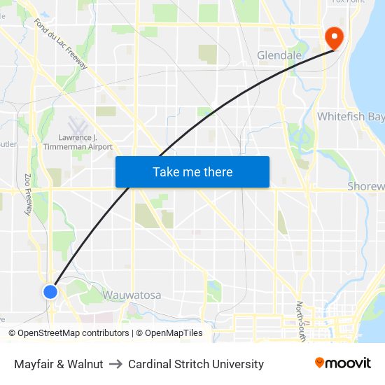 Mayfair & Walnut to Cardinal Stritch University map