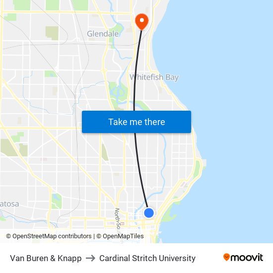 Van Buren & Knapp to Cardinal Stritch University map