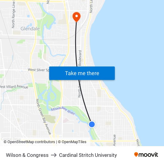 Wilson & Congress to Cardinal Stritch University map